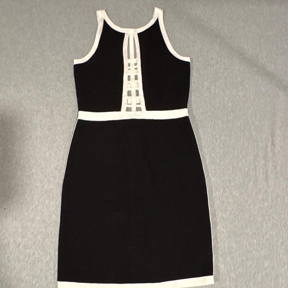 BEBE Black and White Bodycon Mini Dress